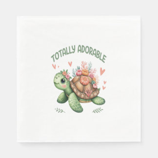 Totally Adorable Turtle with Coral Napkins