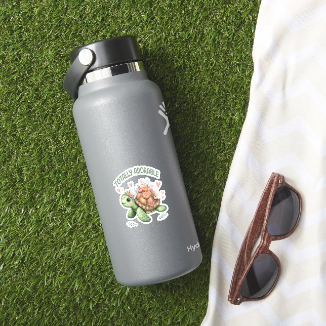 Totally Adorable Turtle with Coral Sticker (HydroFlask Insitu)