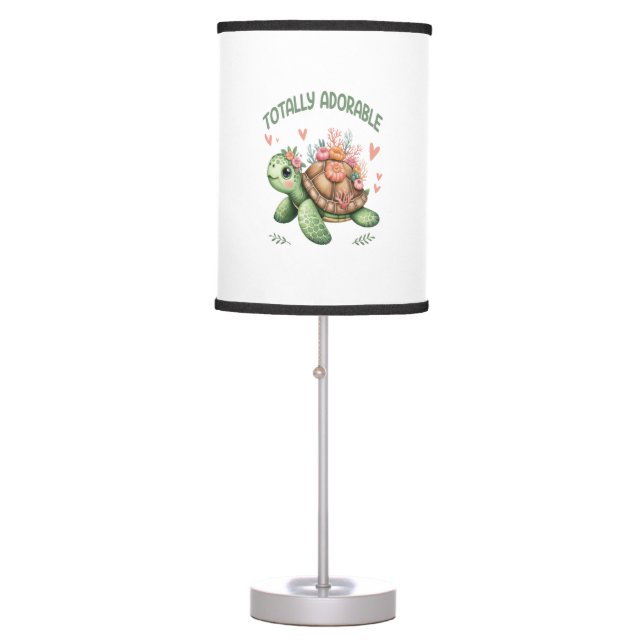 Totally Adorable Turtle with Coral Table Lamp (Front)