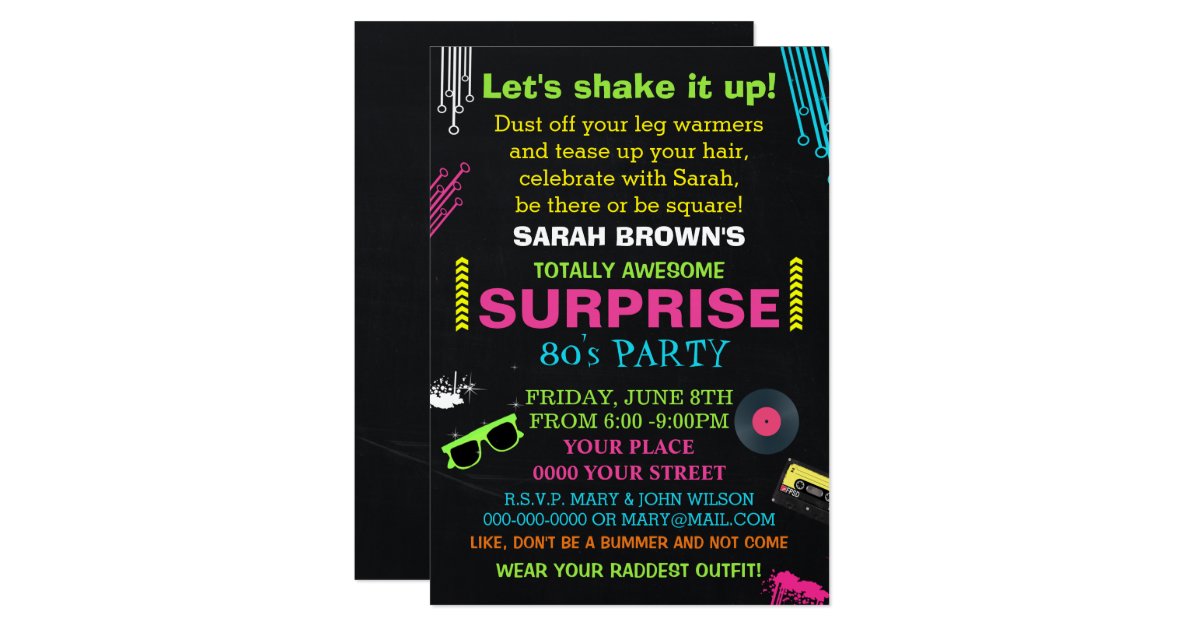 totally awesome 80s party invitation | Zazzle.com