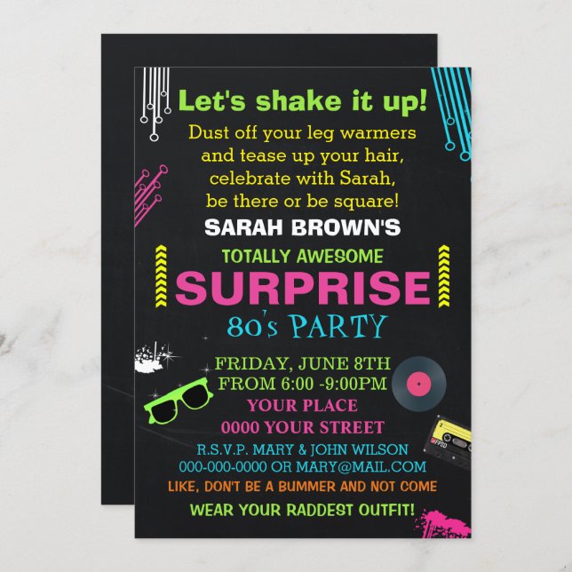totally awesome 80s party invitation (Front/Back)