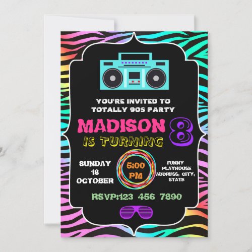 Totally awesome 90s party invitation