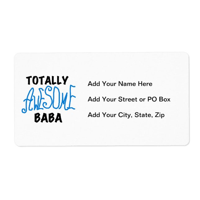 Totally Awesome Baba Tshirts and Gifts Label (Front)