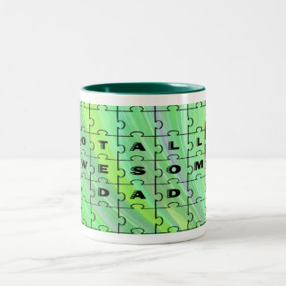 Totally Awesome Dad Puzzle Green Two-Tone Coffee Mug