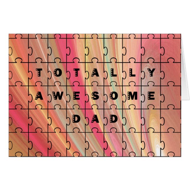 Totally Awesome Dad Puzzle Text Pink/Brown Pattern Cards (Front Horizontal)