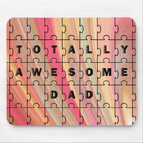 Totally Awesome Dad Puzzle Text Pink/Brown Pattern Mouse Pad