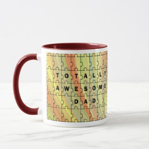 Totally Awesome Dad Puzzle YellowBrown Puzzle Mug