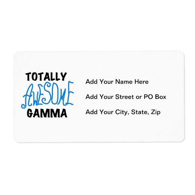 Totally Awesome Gamma Blue Tshirts and Gifts Label (Front)