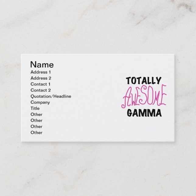 Totally Awesome Gamma Pink Tshirts and Gifts Business Card (Front)