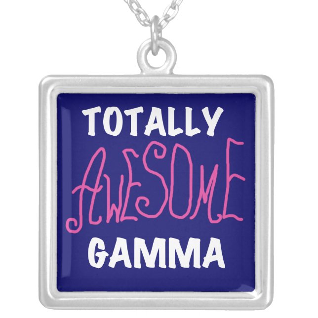 Totally Awesome Gamma Pink Tshirts and Gifts Silver Plated Necklace (Front)