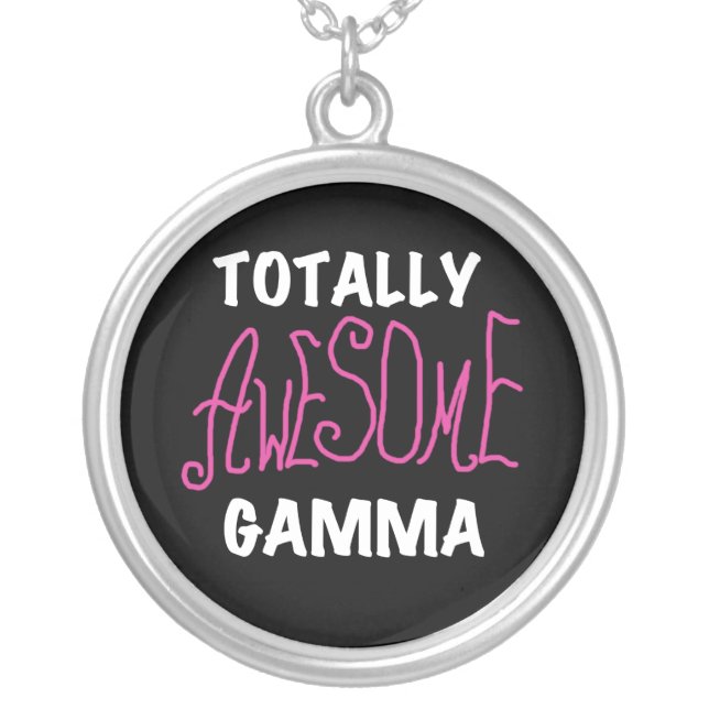 Totally Awesome Gamma Pink Tshirts and Gifts Silver Plated Necklace (Front)