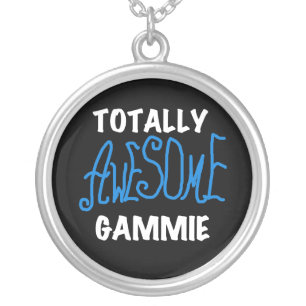 Totally Awesome Gammie Blue T-shirts and Gifts Silver Plated Necklace