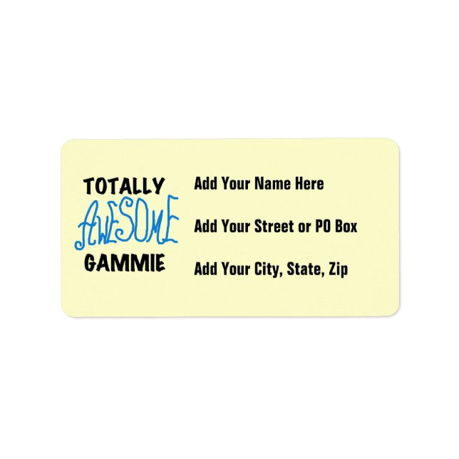 Totally Awesome Gammie Blue Tshirts and Gifts Label (Front)