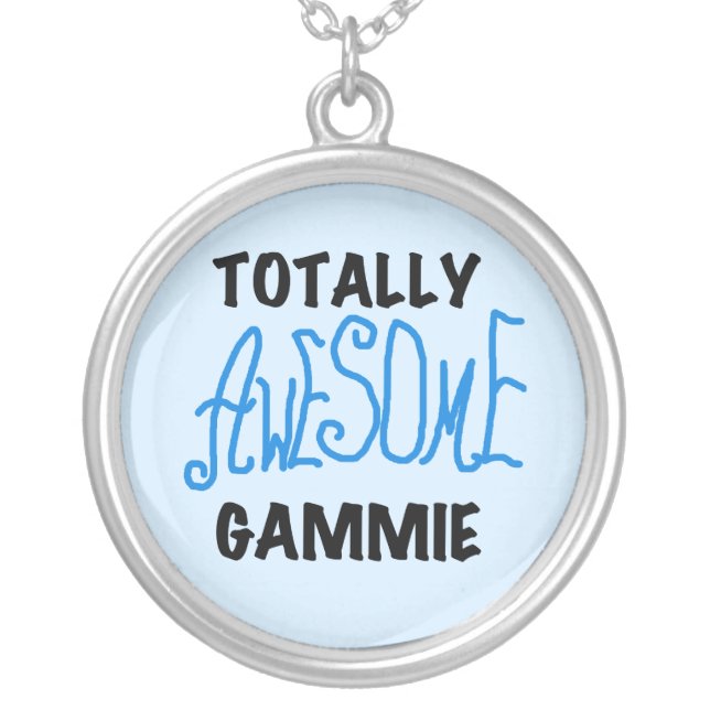 Totally Awesome Gammie Blue Tshirts and Gifts Silver Plated Necklace (Front)