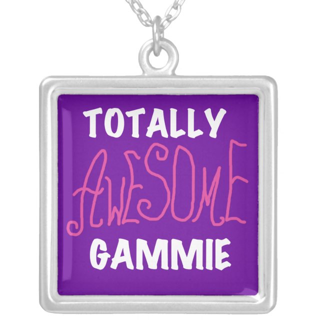 Totally Awesome Gammie Pink T-shirts and Gifts Silver Plated Necklace (Front)