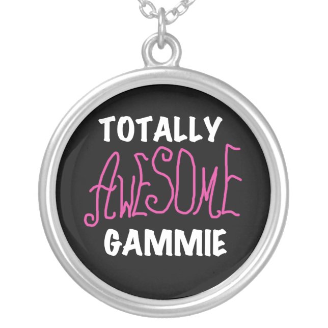 Totally Awesome Gammie Pink T-shirts and Gifts Silver Plated Necklace (Front)