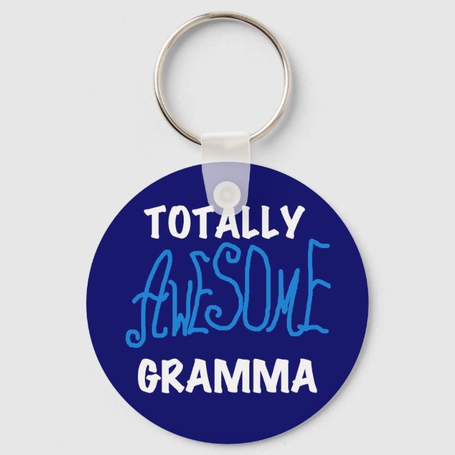 Totally Awesome Gramma Blue T-shirts and Gifts Keychain (Front)