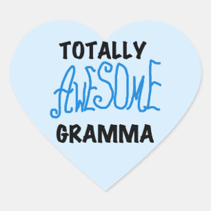 Totally Awesome Gramma Blue Tshirts Gifts Heart Sticker