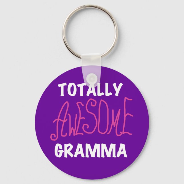 Totally Awesome Gramma Pink T-shirts Gifts Keychain (Front)
