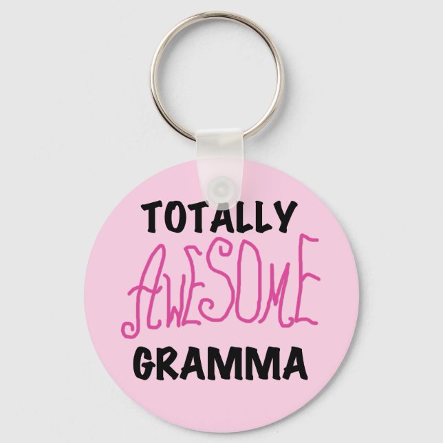 Totally Awesome Gramma Pink Tshirts Gifts Keychain (Front)