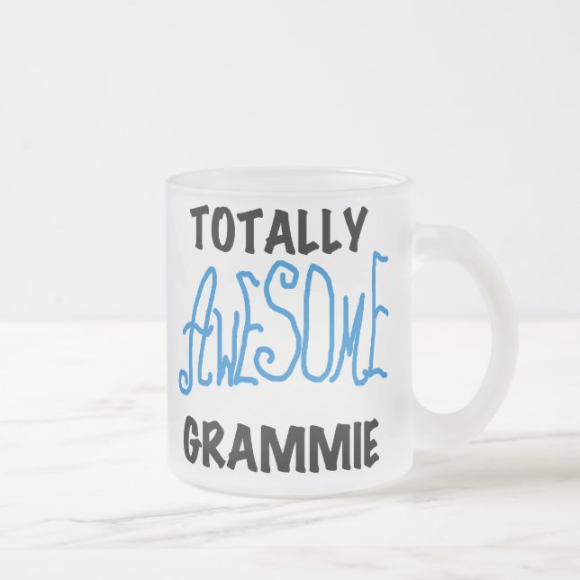 Totally Awesome Grammie Blue T-shirts Gifts Frosted Glass Coffee Mug (Right)