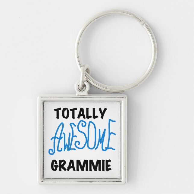 Totally Awesome Grammie Blue T-shirts Gifts Keychain (Front)