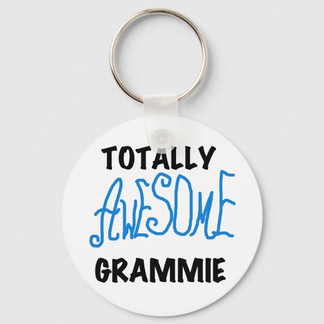 Totally Awesome Grammie Blue T-shirts Gifts Keychain (Front)