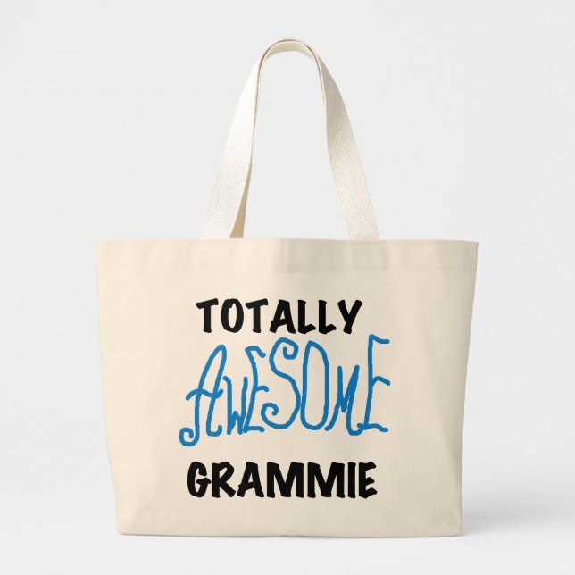 Totally Awesome Grammie Blue T-shirts Gifts Large Tote Bag (Front)