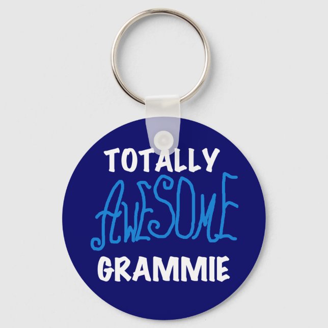 Totally Awesome Grammie Blue Tshirts Gifts Keychain (Front)