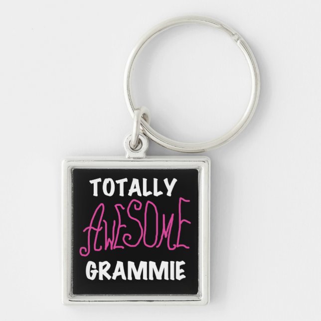 Totally Awesome Grammie Pink T-shirts Gifts Keychain (Front)