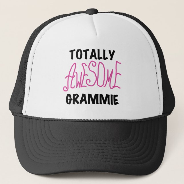 Totally Awesome Grammie Pink T-shirts Gifts Trucker Hat (Front)