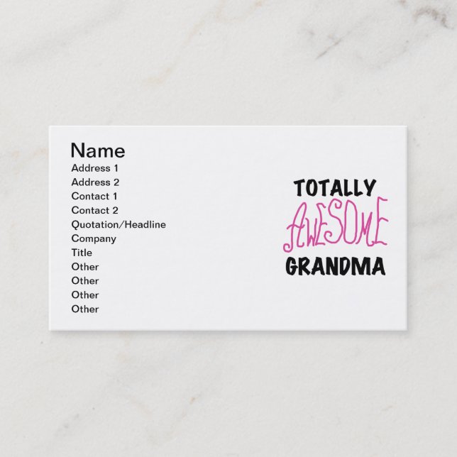 Totally Awesome Grandma - Pink Tshirts and Gifts Business Card (Front)