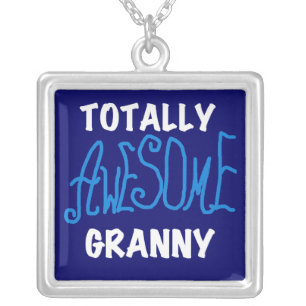 Totally Awesome Granny Blue T-shirts and Gifts Silver Plated Necklace