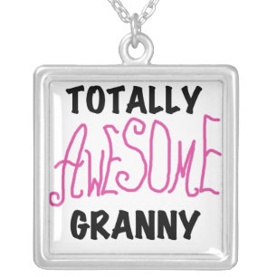 Totally Awesome Granny Pink Tshirts and GIfts Silver Plated Necklace