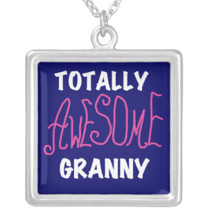 Totally Awesome Granny Pink Tshirts and GIfts Silver Plated Necklace