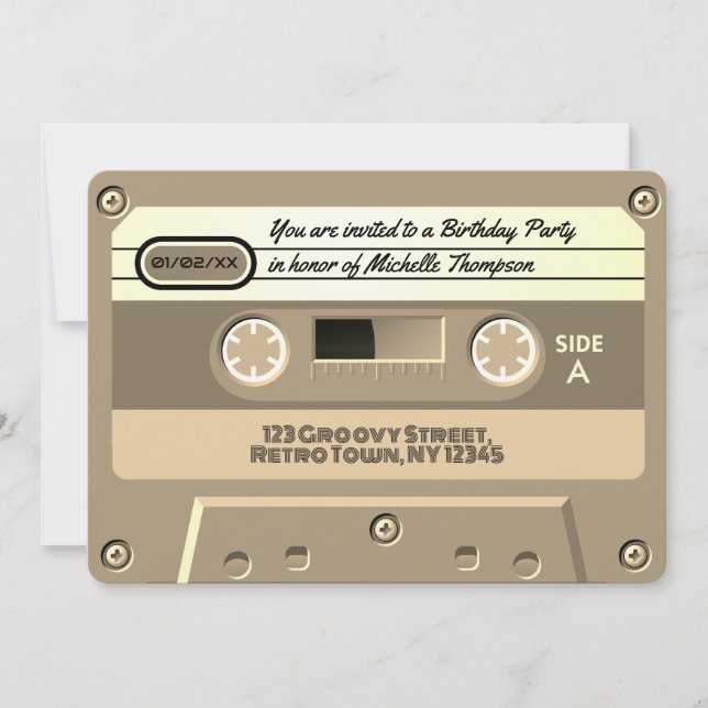 Totally Awesome Groovy Retro Birthday Party Invitation (Front)