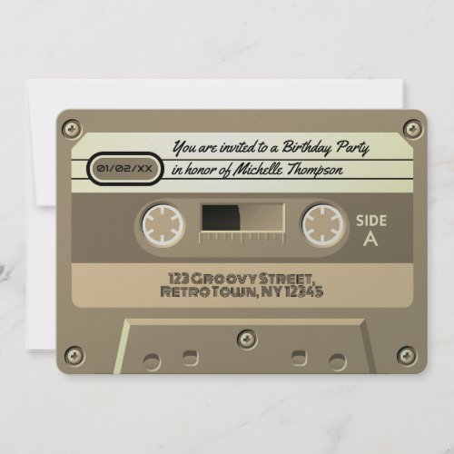 Totally Awesome Groovy Retro Birthday Party Invitation