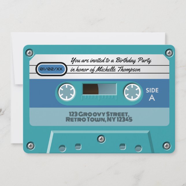 Totally Awesome Groovy Retro Birthday Party Invitation (Front)