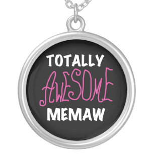 Totally Awesome Memaw Pink T-shirts and Gifts Silver Plated Necklace