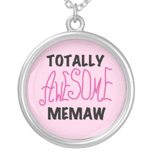 Totally Awesome Memaw Pink Tshirts and Gifts Silver Plated Necklace