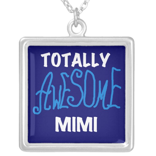 Totally Awesome Mimi Blue T-shirts and Gifts Silver Plated Necklace (Front)