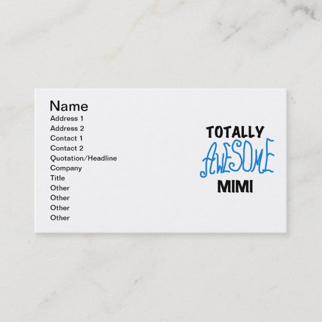 Totally Awesome Mimi Blue Tshirts and Gifts Business Card (Front)