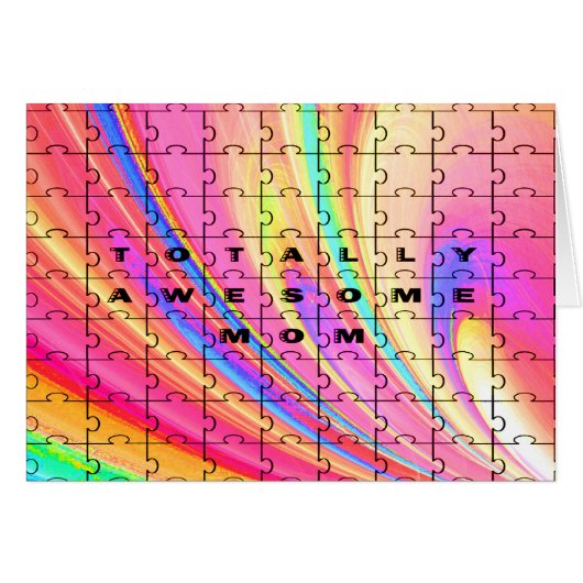 Totally Awesome Mom  Pink Swirl Puzzle Design Cards (Front Horizontal)
