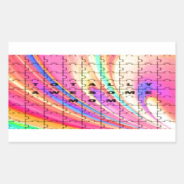 Totally Awesome Mom  Pink Swirl Puzzle Design Rectangular Sticker