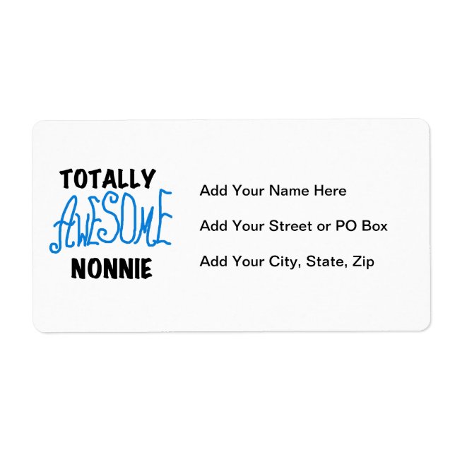 Totally Awesome Nonnie Blue Text Tshirts and Gifts Label (Front)