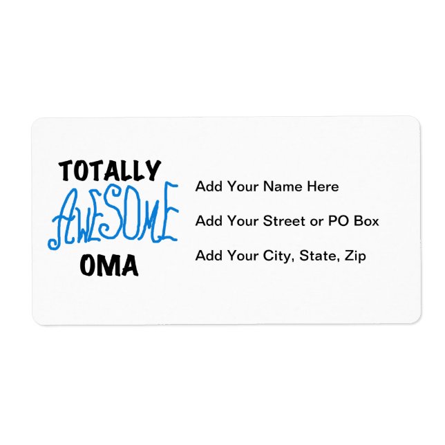 Totally Awesome Oma Blue T-shirts and Gifts Label (Front)