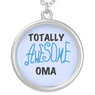 Totally Awesome Oma Blue T-shirts and Gifts Silver Plated Necklace