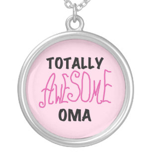 Totally Awesome Oma Pink T-shirts and Gifts Silver Plated Necklace