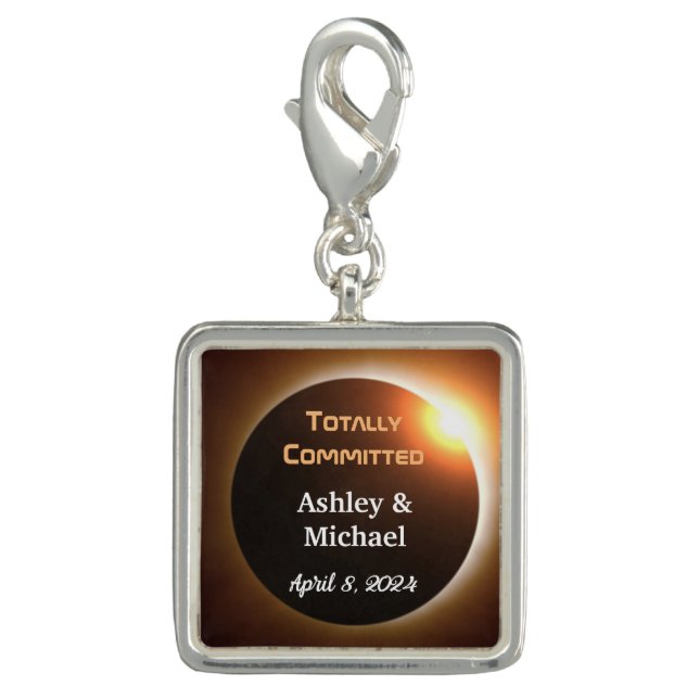 Totally Committed Eclipse Theme Wedding Charm (Front)