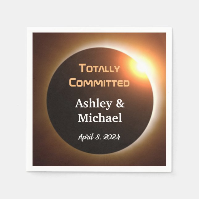 Totally Committed Eclipse Theme Wedding Napkins (Front)